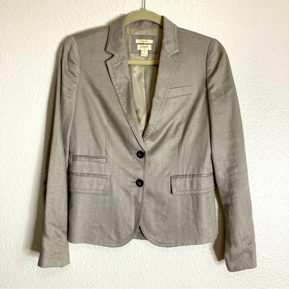 J. Crew Classic Schoolboy Blazer Size 2 Tan Linen - Picture 3 of 12